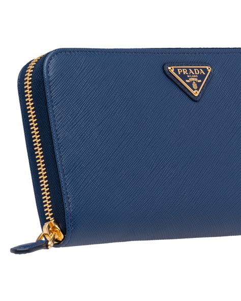 prada saffiano bluette wallet zip all the way around|Prada wallet.